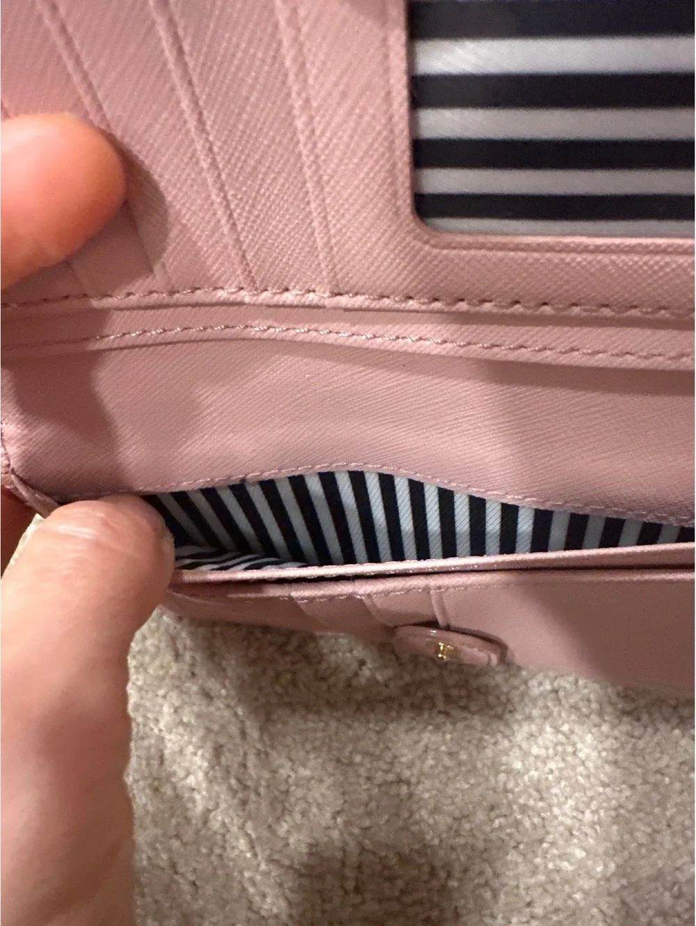 Kate Spade New York Pink Leather Wallet with Laser Cut Detail